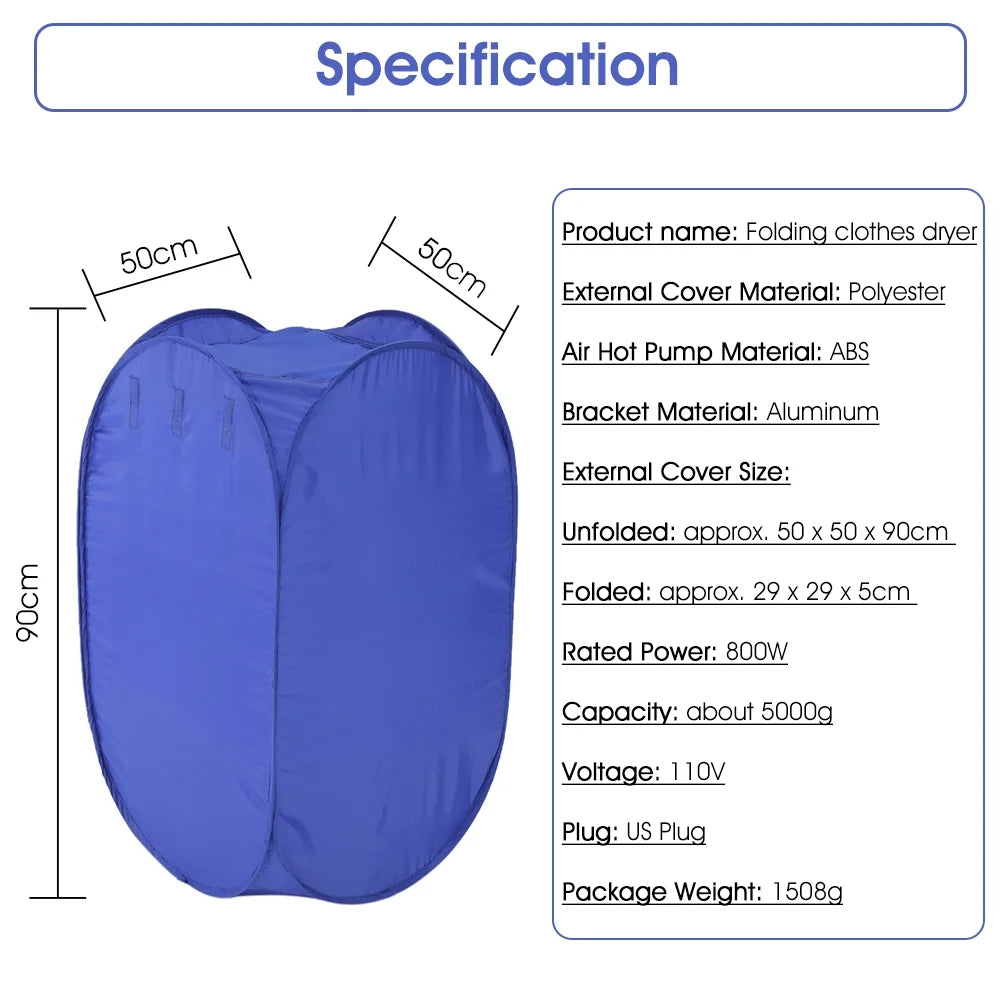 Electric Clothes Dryer Drying Machine Mini Air Clothes Dryer Fast Folding Drying Machine Bag Box with Heater Electric Laundry Drying Rack