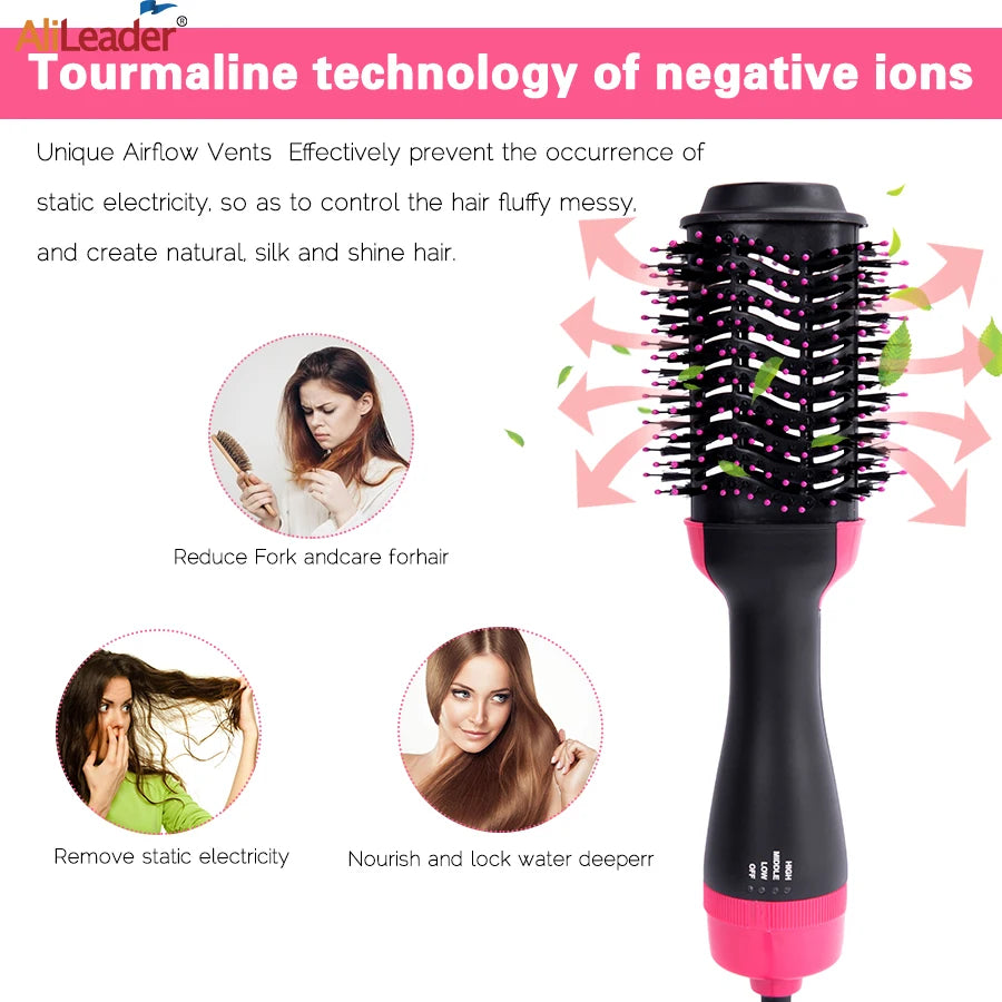 Hair Dryer Brush &Volumizer Adjustable Hair Dryer Styler One-Step Hot Air Brush for Straightening Curling Drying Combing Styling