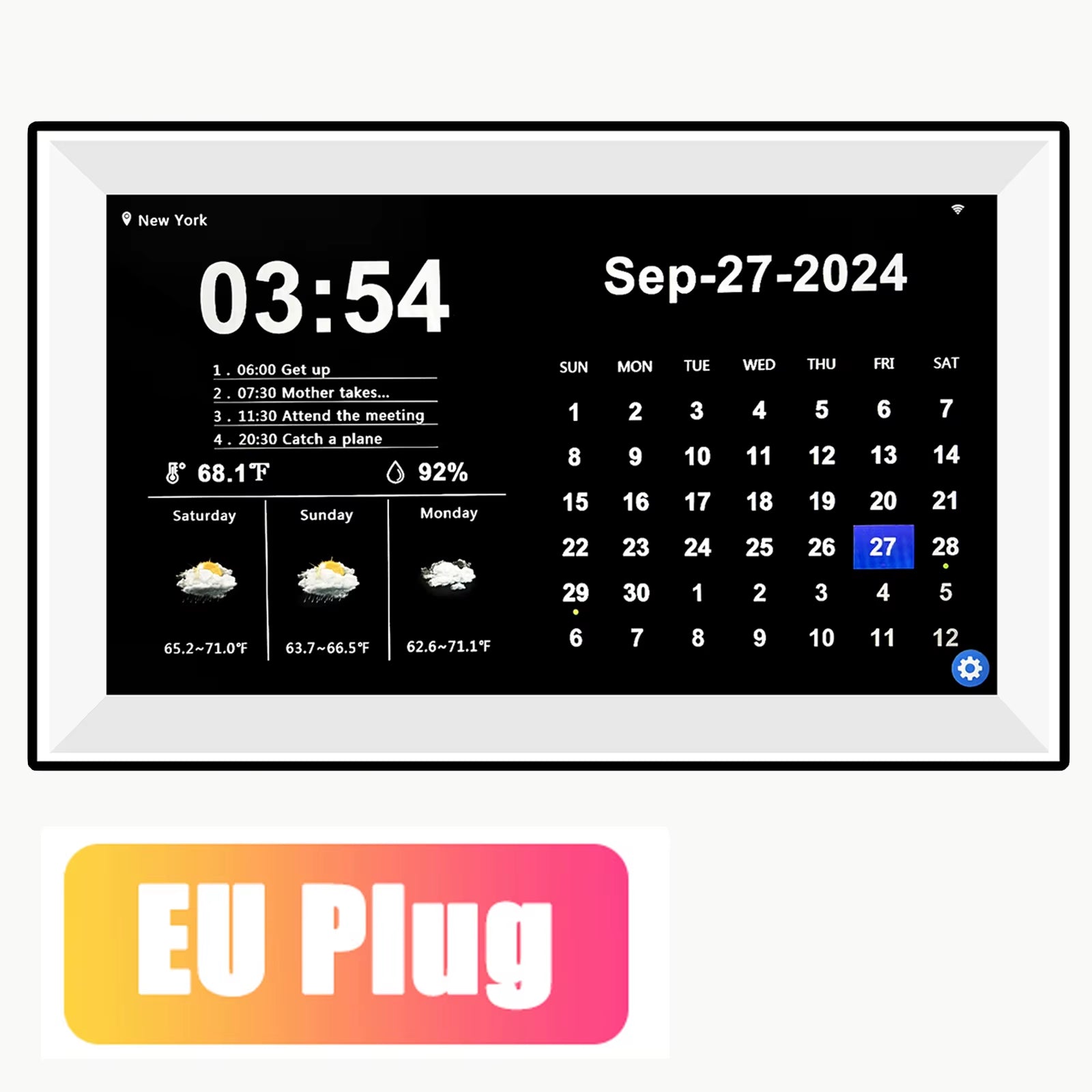 15.6 Inch Digital Calendar Touch Screen Smart Clock WIFI Family Memo Desktop Digital Calendar and Day Planner Medicine Calendar