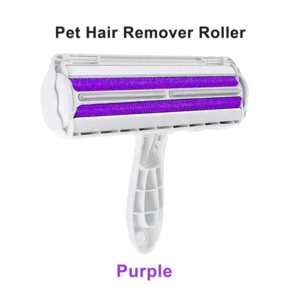 Pet Hair Roller Remover Lint Brush 2-Way Dog Cat Comb Tool Convenient Cleaning Dog Cat Fur Brush Base Home Furniture Sofa Clothe