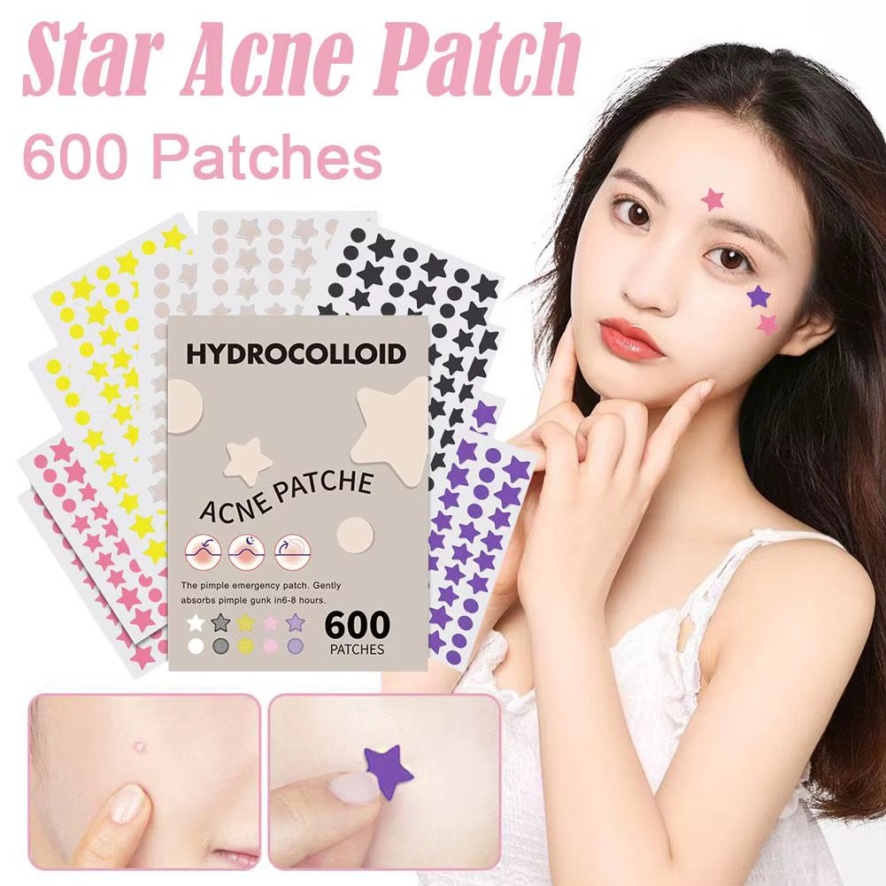 600 Patches Acne Patch Pimple Patch Sticker Waterproof Acne Treatment Pimple Remover Spot Facial Mask Skincare Hidden Pimple