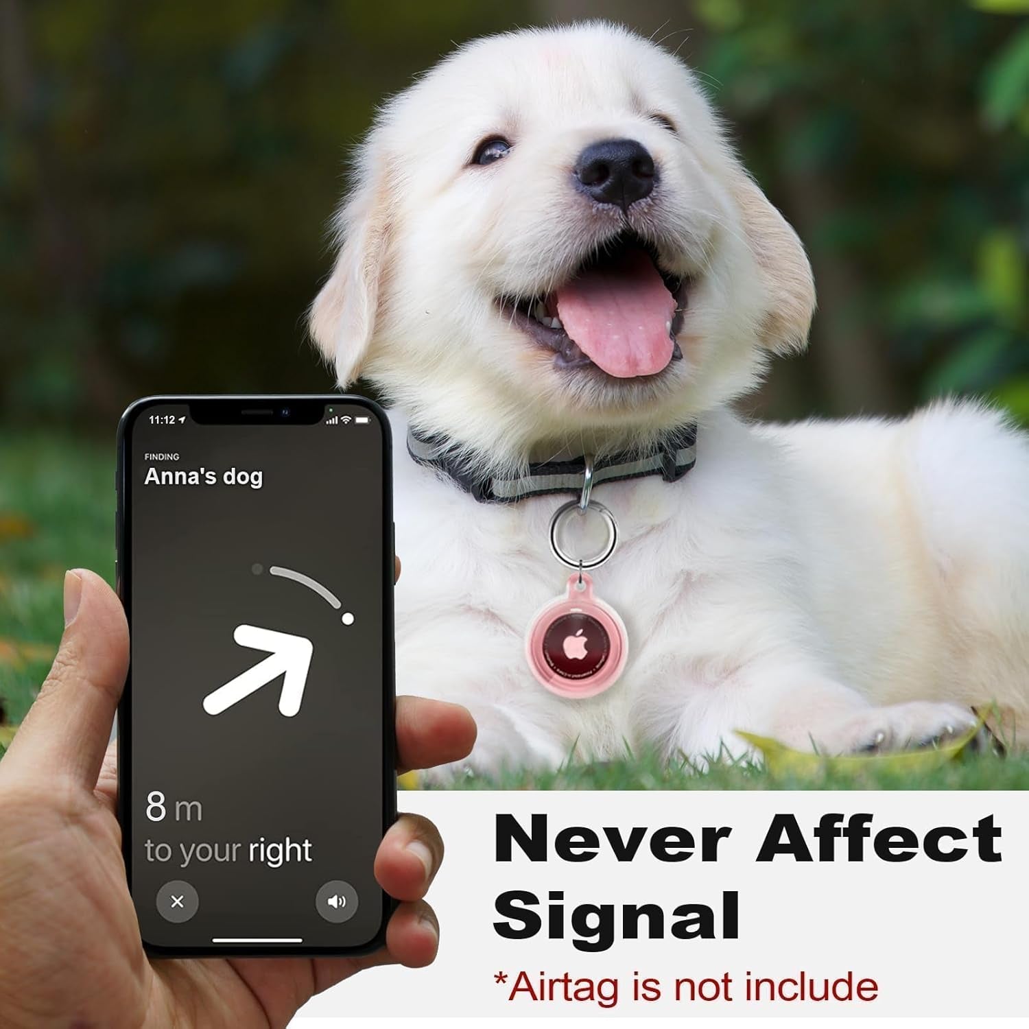 IPX8 Waterproof Airtag Holder, Apple Airtags with Keychain, Air Tag Case for Luggage, Dog Collar, Keys, Anti-Scratch Full Body Protective Air Tags Holder,Clear Pink