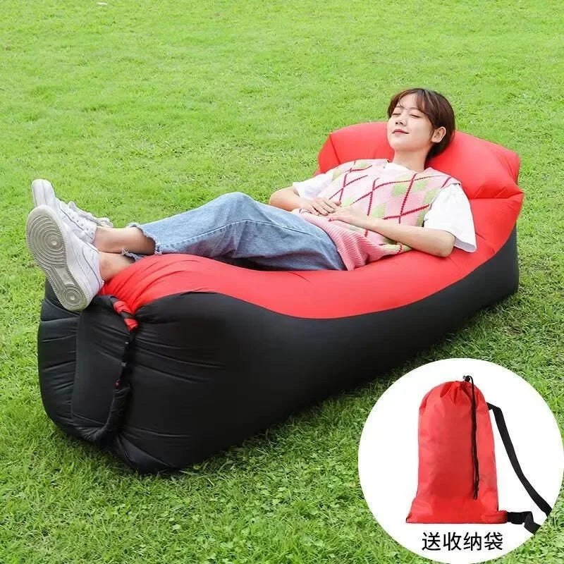 2024Trend Outdoor Products Fast Infaltable Air Sofa Bed Good Quality Sleeping Bag Inflatable Air Bag Lazy Bagbeach Sofa 240*70Cm