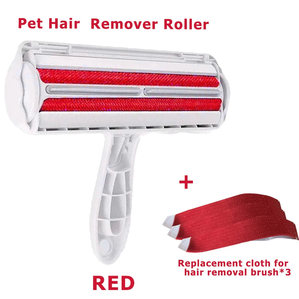 Pet Hair Roller Remover Lint Brush 2-Way Dog Cat Comb Tool Convenient Cleaning Dog Cat Fur Brush Base Home Furniture Sofa Clothe