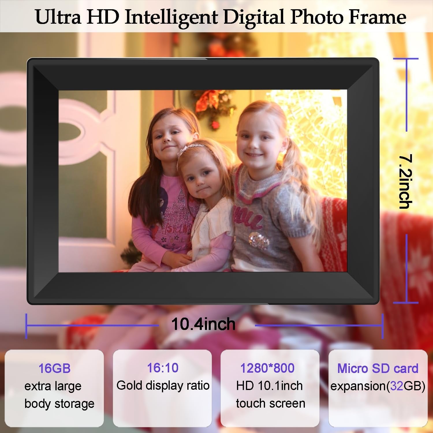 10.1" Wifi Digital Photo Frame with Touch Screen & HD IPS Display