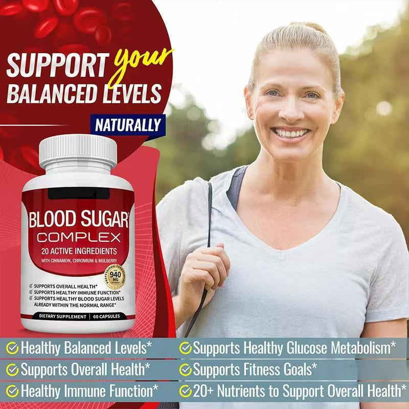 Blood Sugar Complex-A Blend of 20 Essential Vitamins & Minerals for Optimal Health Support