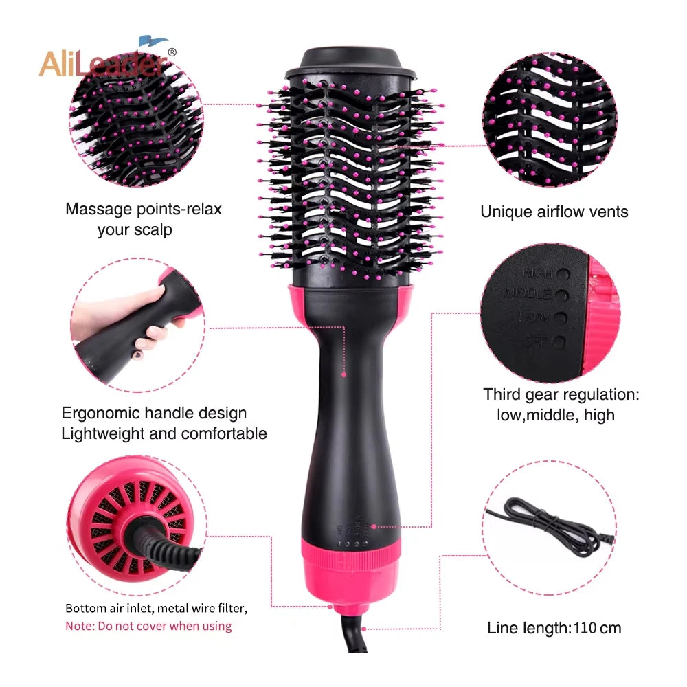 Hair Dryer Brush &Volumizer Adjustable Hair Dryer Styler One-Step Hot Air Brush for Straightening Curling Drying Combing Styling