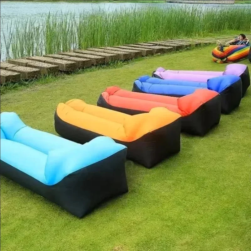 2024Trend Outdoor Products Fast Infaltable Air Sofa Bed Good Quality Sleeping Bag Inflatable Air Bag Lazy Bagbeach Sofa 240*70Cm