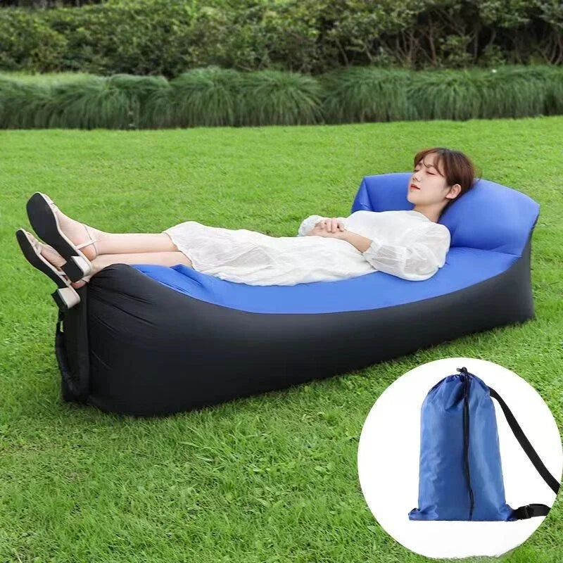 2024Trend Outdoor Products Fast Infaltable Air Sofa Bed Good Quality Sleeping Bag Inflatable Air Bag Lazy Bagbeach Sofa 240*70Cm