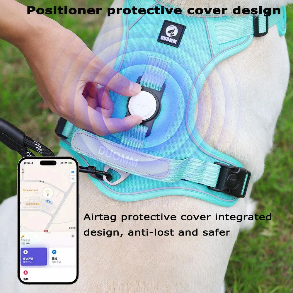 Dog Harness with Airtag Holder Tactical Dog Vest Harnesses with Handle Heavy Duty Reflective Harness No Pull Dog Harness