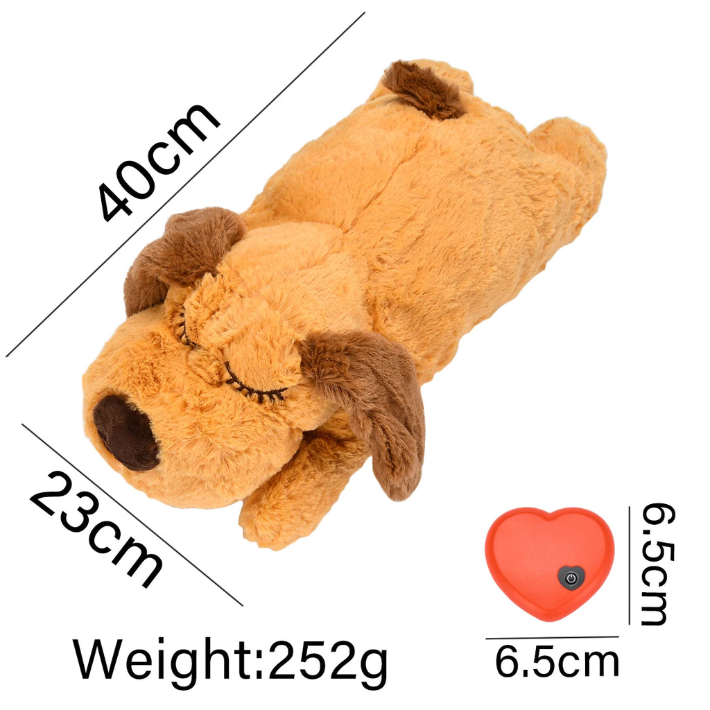 Plush Heartbeat Puppy Behavioral Training Toy Plush Pet Snuggle Anxiety Relief Sleep Aid Doll Durable Dog Chew Toys for Chewers