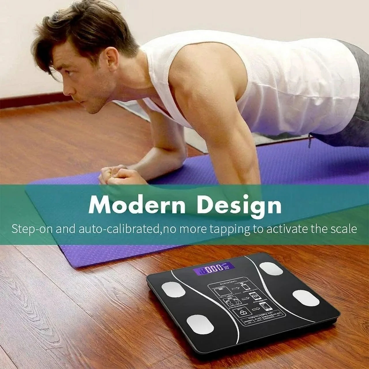 Bluetooth Digital Scale for Body Weight - Body Fat Smart Scale - Body Health Analyzer with APP Wireless Digital Bathroom Smart BMI Scale,Black