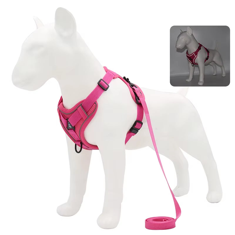 Dog Harness Leash Set Adjustable Pet Chest Strap for Small Medium Dogs Cats Reflective Puppy Harness Vest French-Bulldog York