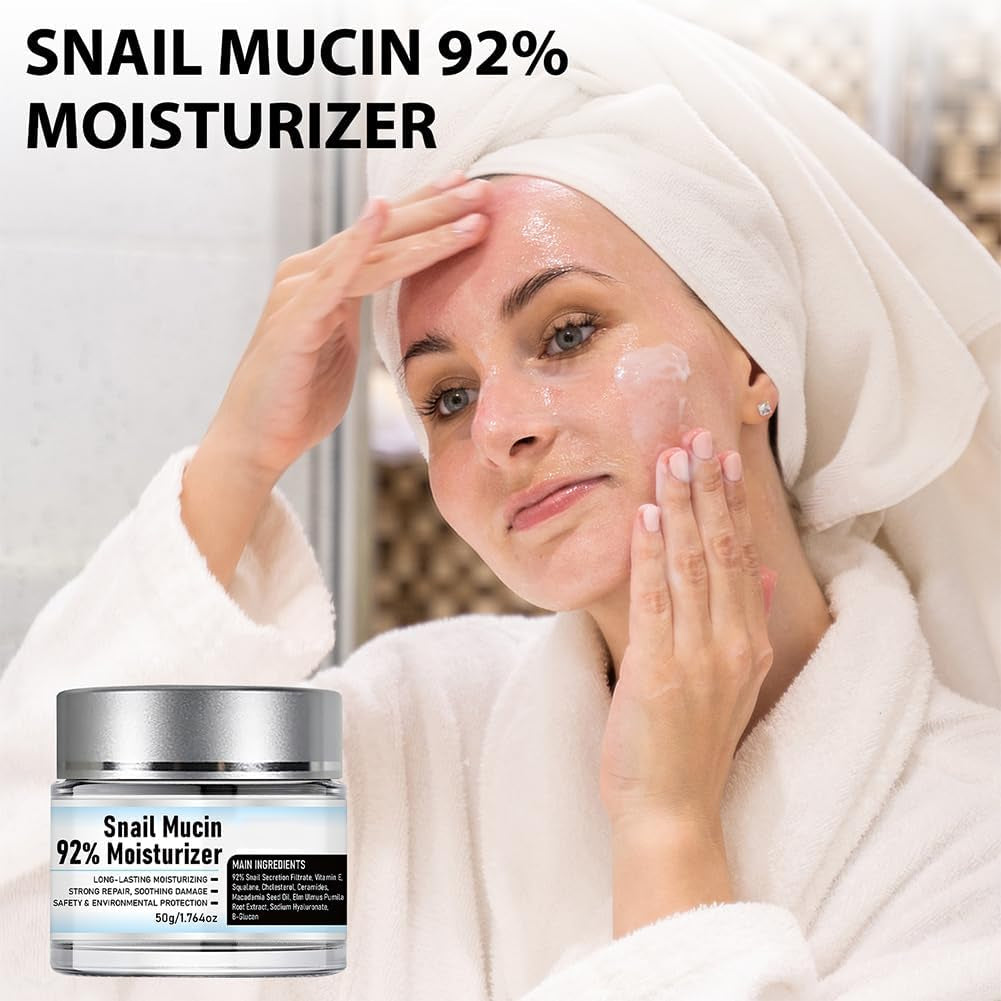 Snail Mucin 92% Moisturizer Daily Face Gel Cream,Snail Mucin 92% Repair Cream,Hydrating Repair Face Gel Cream for All Skin Types,Snail Cream for Face Moisturizer (1 PCS)