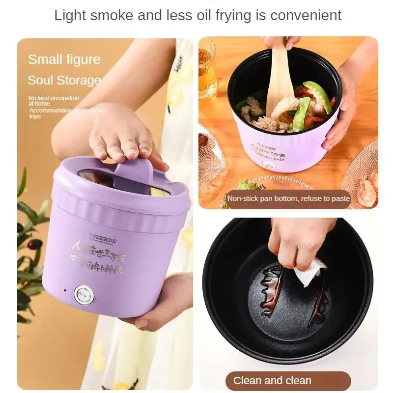 450W Mini Electric Cooking Pot Multifunctional Rice Cooker Hot Pot Instant Noodles Porridge Omelette Quick Food Pot Frying Pan