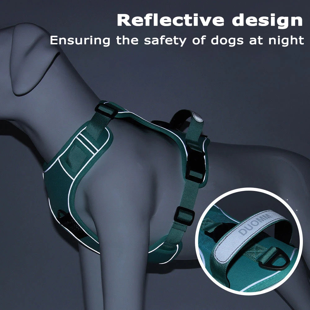 Dog Harness with Airtag Holder Tactical Dog Vest Harnesses with Handle Heavy Duty Reflective Harness No Pull Dog Harness