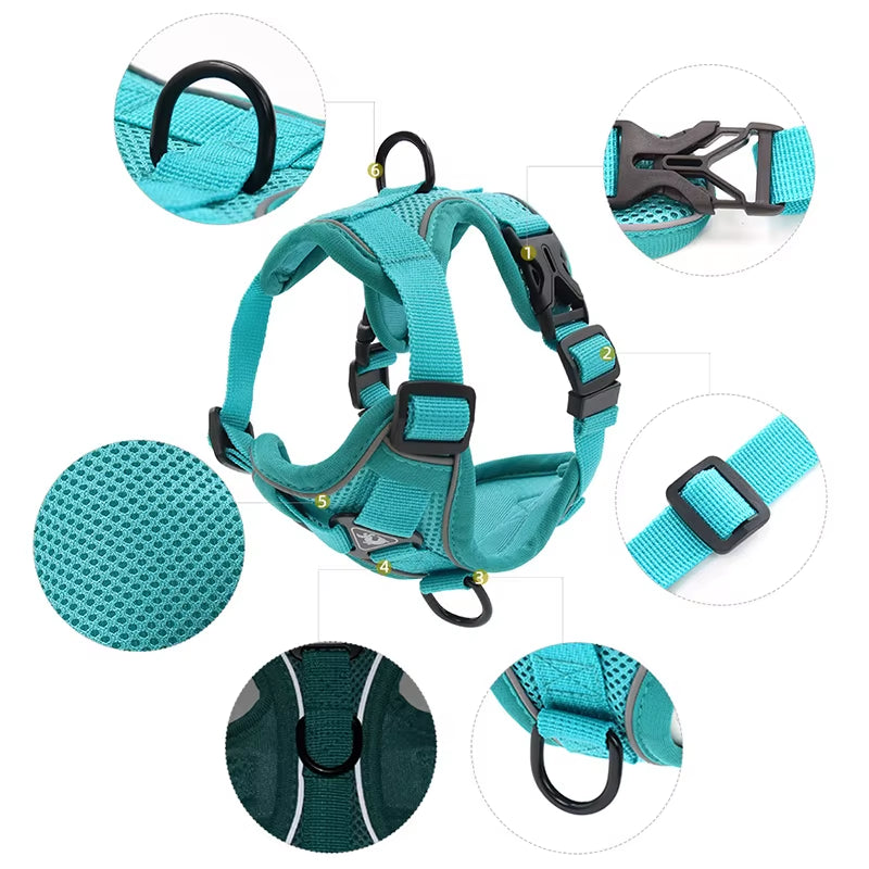 Dog Harness Leash Set Adjustable Pet Chest Strap for Small Medium Dogs Cats Reflective Puppy Harness Vest French-Bulldog York