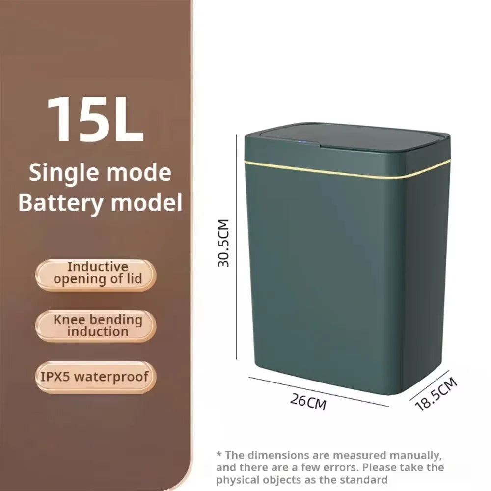 Smart Non-Contact Narrow Induction Trash Can Smart Home 15L Automatic Bagging Electronic Trash Can Smart Bathroomtrash Can White