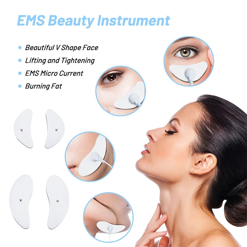 4Pcs EMS Muscle Stimulator Electrode Pads for Facial Lifting Face Massager Tens Acupuncture Digital Electronic Pulse
