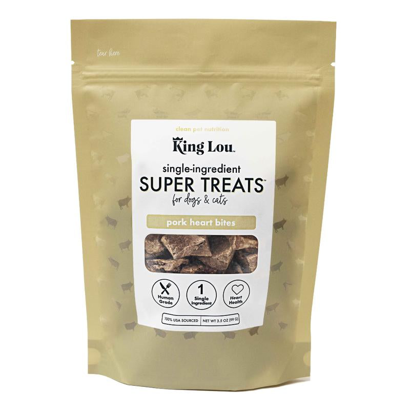 King Lou Pork Heart Bites Treats, Soft Single-Ingredient Treat for Dogs & Cats - Natural Taurine, Supports Heart Health Pet Supplies Chews