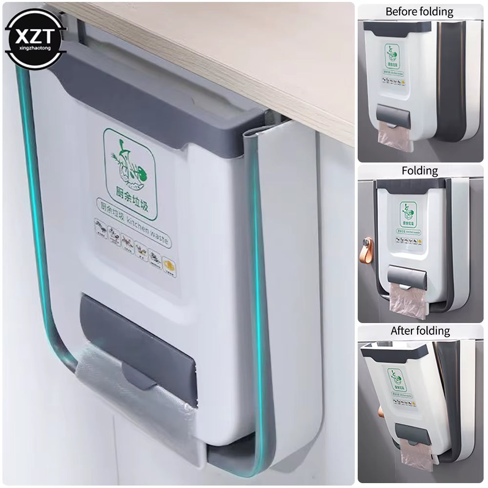 Kitchen Folding Trash Can Wall Mounted Trash Can Kitchen Cabinet Door Mounted Trash Can Folding Trash Can for Vehicles