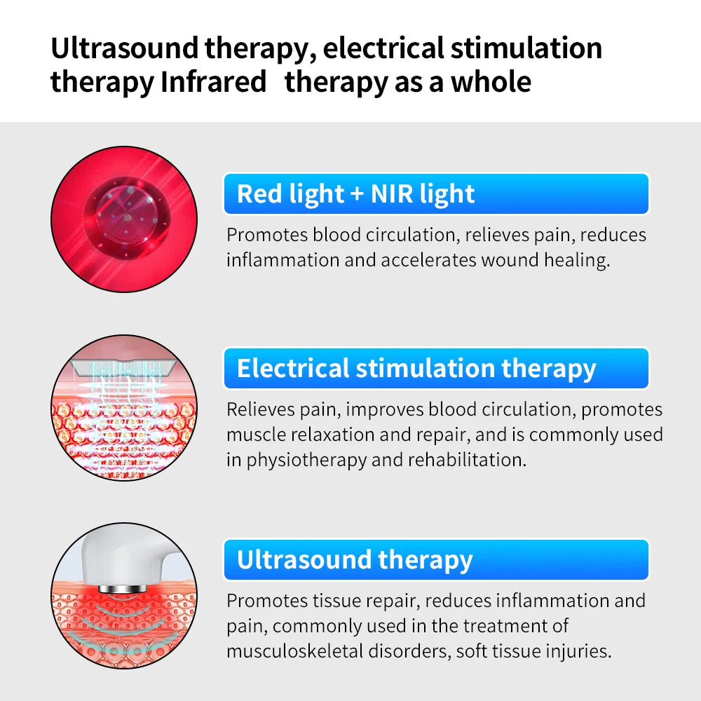 Handheld Ultra Sound Therapy Ultrasonic Muscle Recovery Tens Fisioterapia Machine Red Light Therapy Device Body Massager