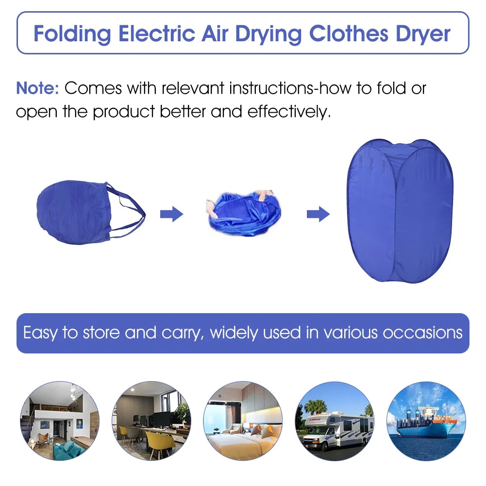 Electric Clothes Dryer Drying Machine Mini Air Clothes Dryer Fast Folding Drying Machine Bag Box with Heater Electric Laundry Drying Rack