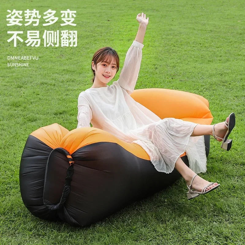 2024Trend Outdoor Products Fast Infaltable Air Sofa Bed Good Quality Sleeping Bag Inflatable Air Bag Lazy Bagbeach Sofa 240*70Cm