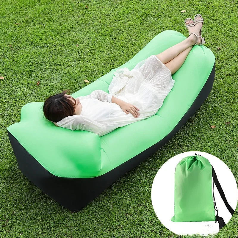 2024Trend Outdoor Products Fast Infaltable Air Sofa Bed Good Quality Sleeping Bag Inflatable Air Bag Lazy Bagbeach Sofa 240*70Cm