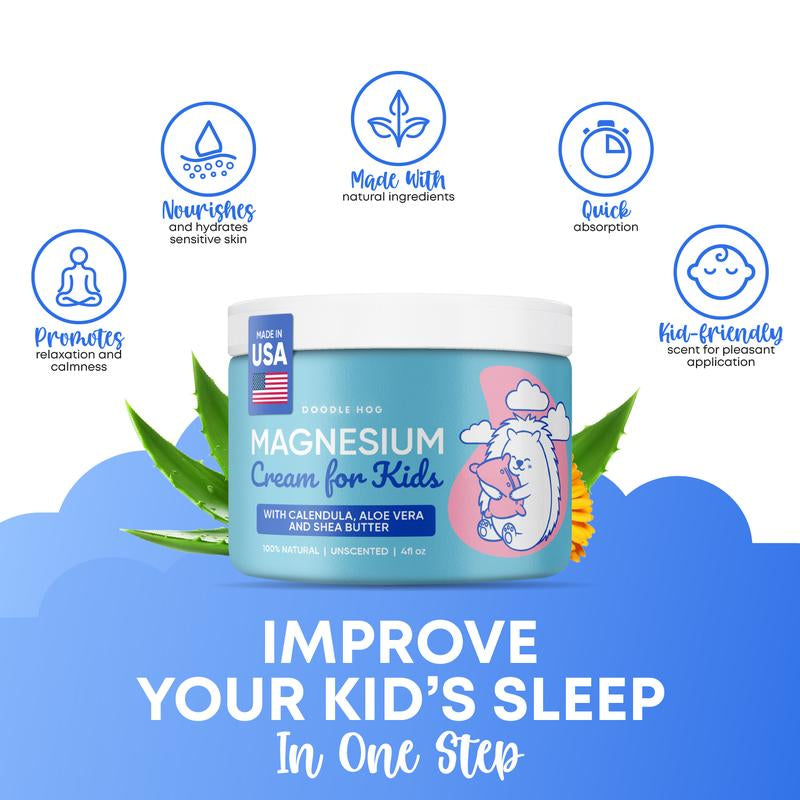 Magnesium Cream - Gentle Soothing with Calendula, Aloe Vera & Shea Butter for Relaxation, Sleep, and Calming Body Care Hydrating Blend, Unscented Moisturizing Lotion