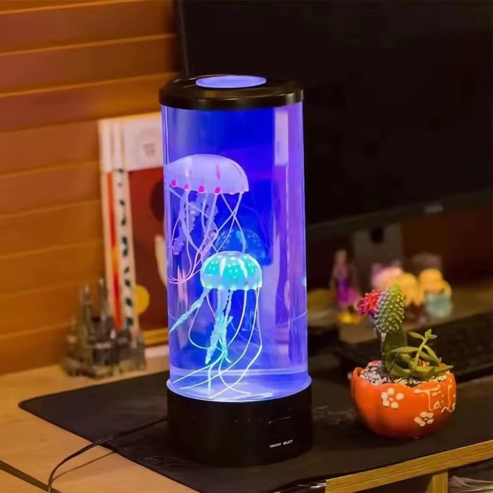 LED Jellyfish Light Table Desktop Decorative Night Lamp Children Kids Gifts Relaxing Mood Lamp for Home Bedroom Decor