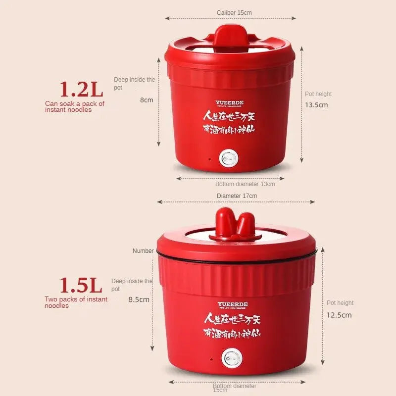 450W Mini Electric Cooking Pot Multifunctional Rice Cooker Hot Pot Instant Noodles Porridge Omelette Quick Food Pot Frying Pan