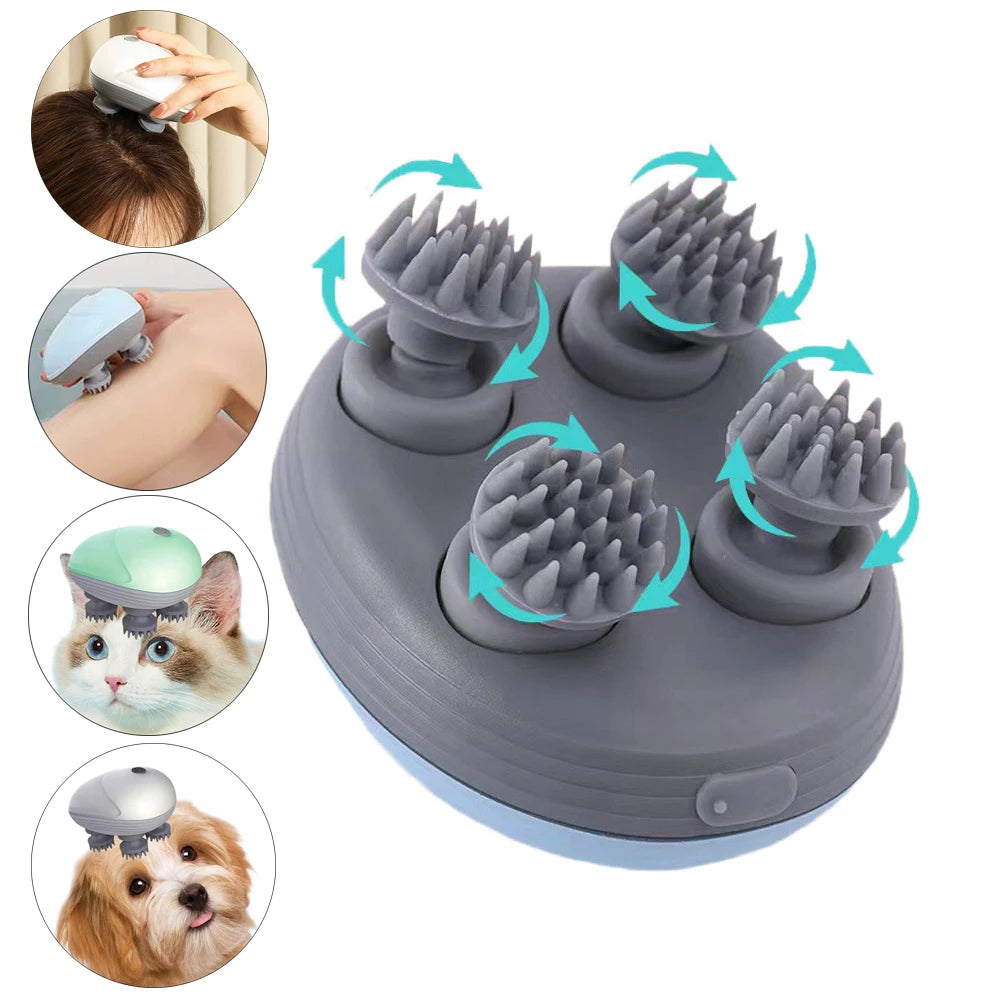 Smart Electric Pet Massager for Cat Dog Body Deep Massage Head Hair Growth Scalp Accessories Shower Beauty Health Care Relax USB