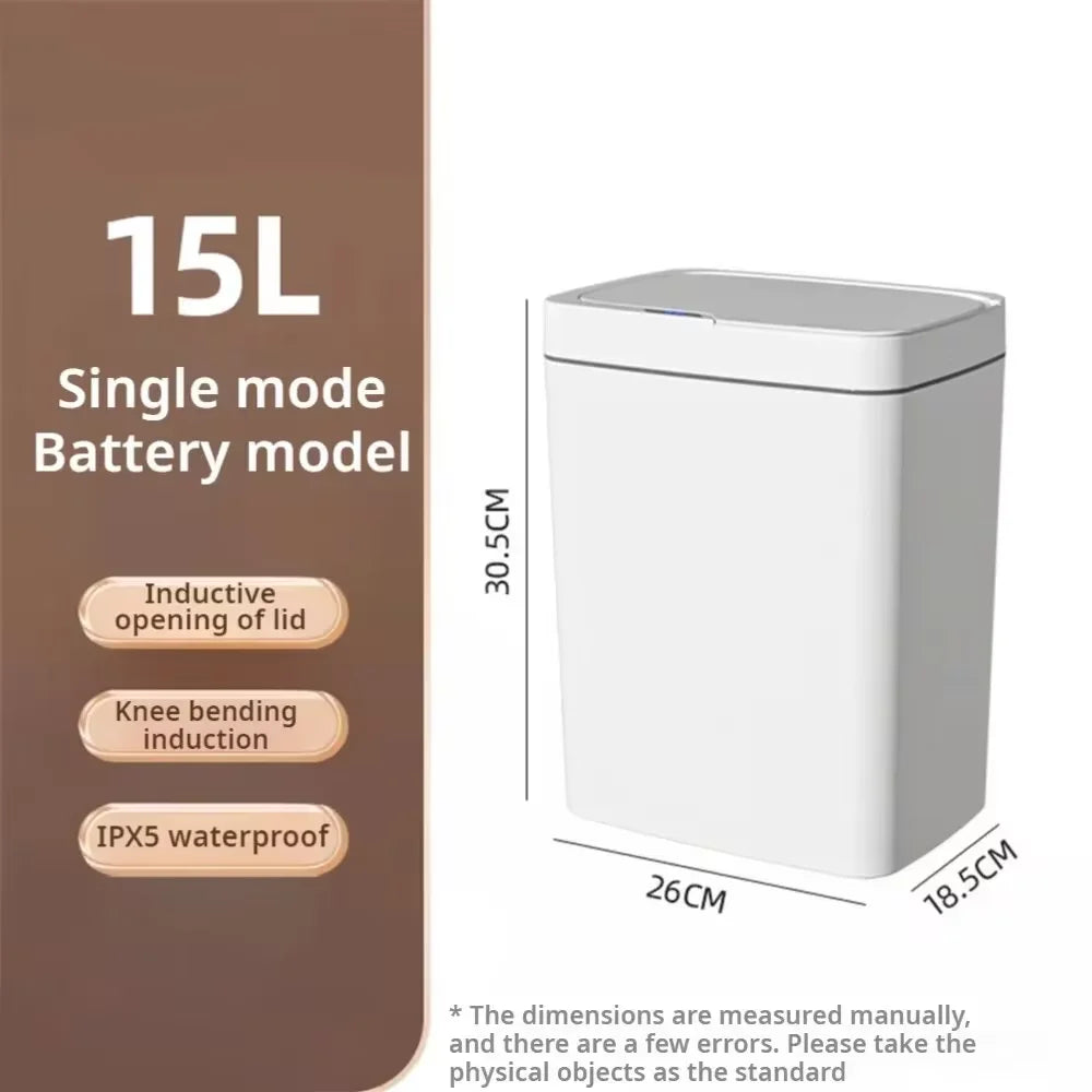 Smart Non-Contact Narrow Induction Trash Can Smart Home 15L Automatic Bagging Electronic Trash Can Smart Bathroomtrash Can White