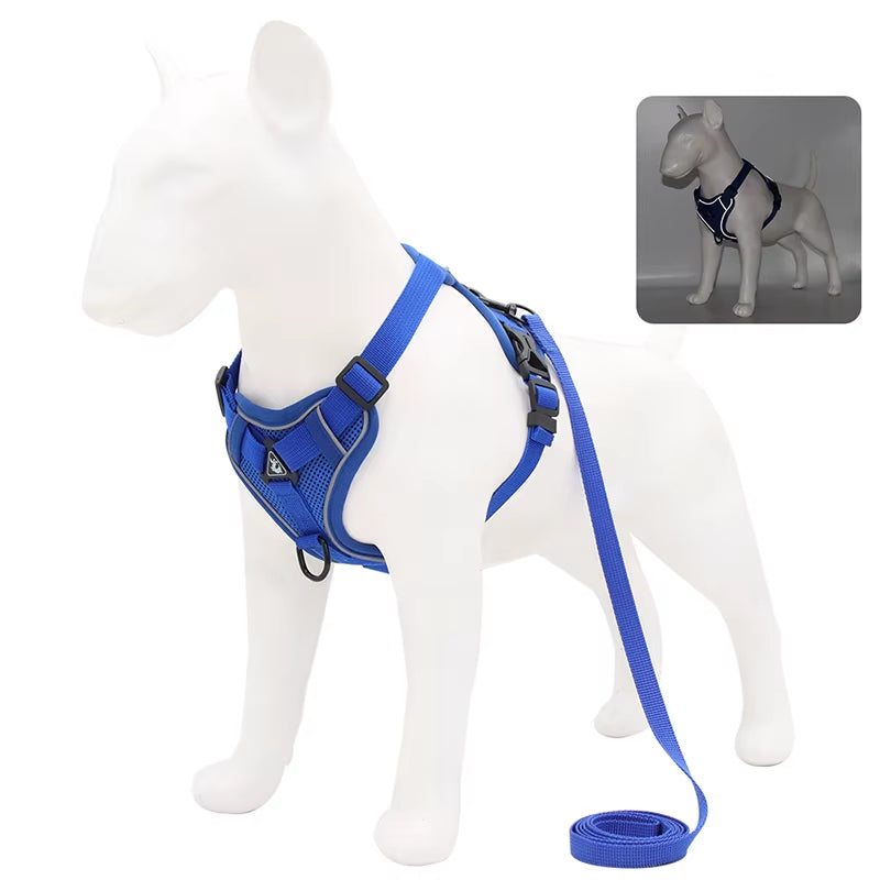 Dog Harness Leash Set Adjustable Pet Chest Strap for Small Medium Dogs Cats Reflective Puppy Harness Vest French-Bulldog York