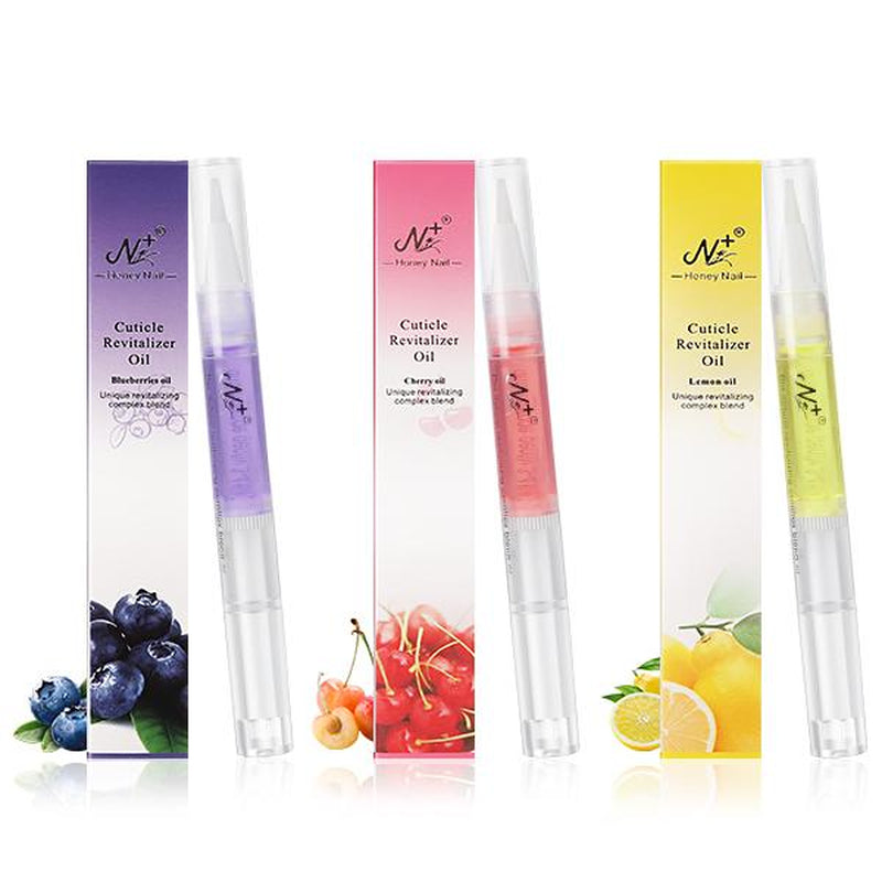 3PCS Nail Growth Oil for Strength and Moisture | Organic Nail Care Blend, Cuticle Oil Pen ( Lemon & Blueberry & Cherry Flavors)