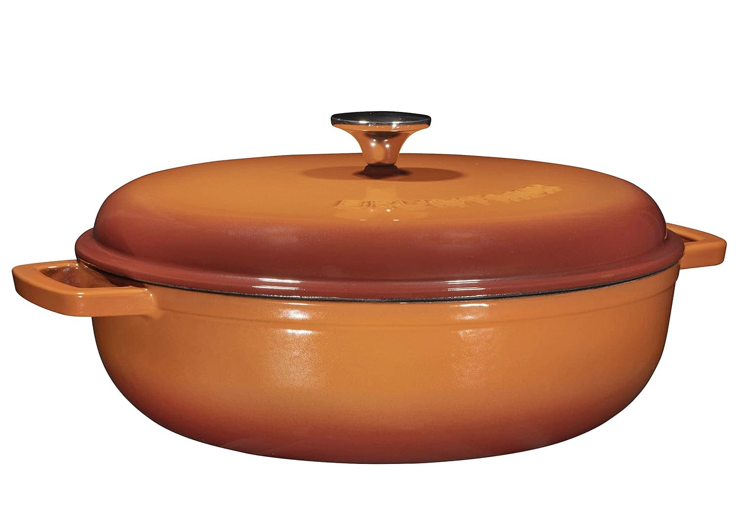 4.5 Quart Pre-Seasoned Enameled Cast Iron Dutch Oven with Dual Handles and Lid, Pumpkin Spice Cast Iron Skillet, Shallow Cookware Braising Pan for Cast Iron Casserole Dish