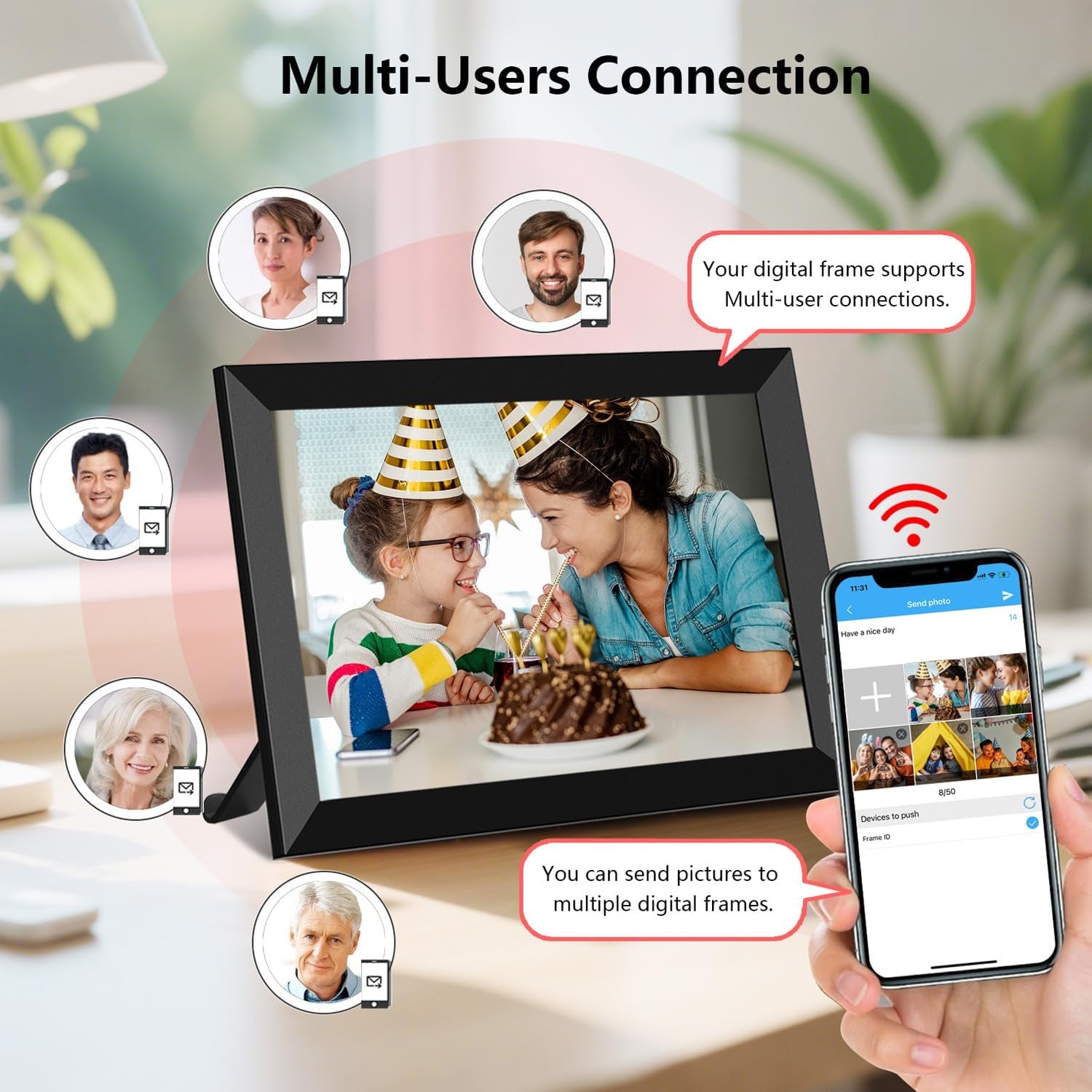 Digital Photo Frame 10.1 Inch Wifi Digital Picture Frame 1280X800 IPS Touch Screen 32GB Storage Auto-Rotate Wall-Mountable Easy Setup to Share Photos & Videos via Free App from Anywhere