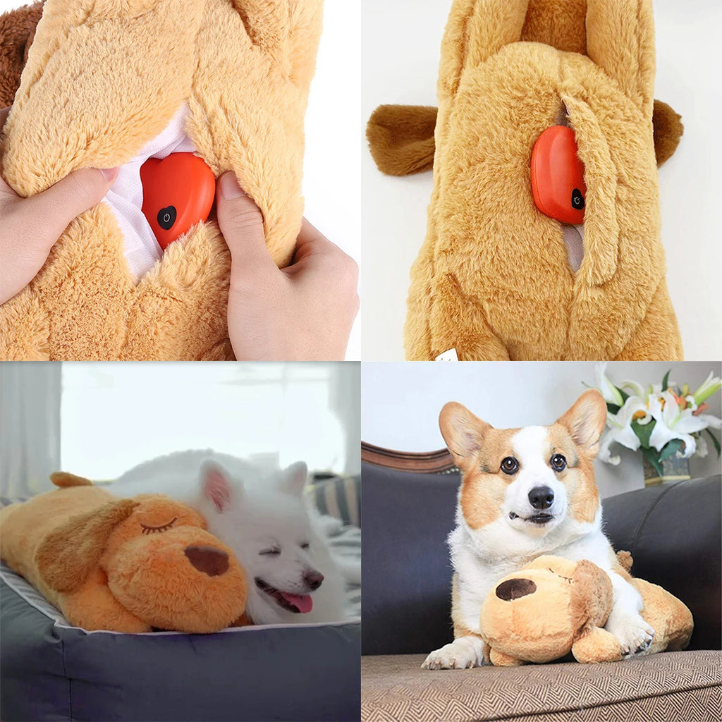 Plush Heartbeat Puppy Behavioral Training Toy Plush Pet Snuggle Anxiety Relief Sleep Aid Doll Durable Dog Chew Toys for Chewers