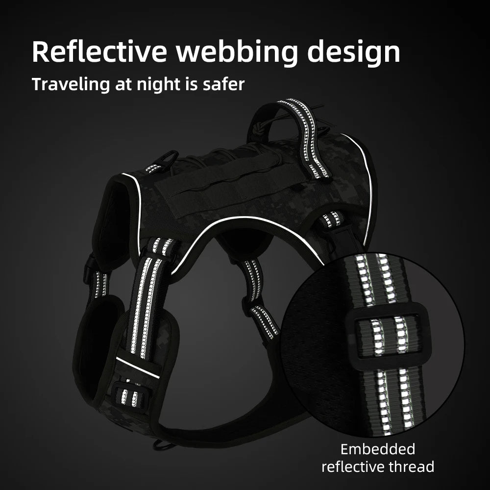 Heavy Duty Tactical Dog Harness Padded Quick Release Vest Pet Training Dog Harness for Set Small Medium Large Dogs Pet Harness