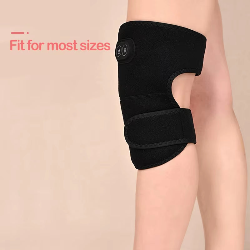 USB Electric Shoulder Brace Heated Knee Massager Vibration Massage Black Support Strap with Adjustable Three Levels of Heating
