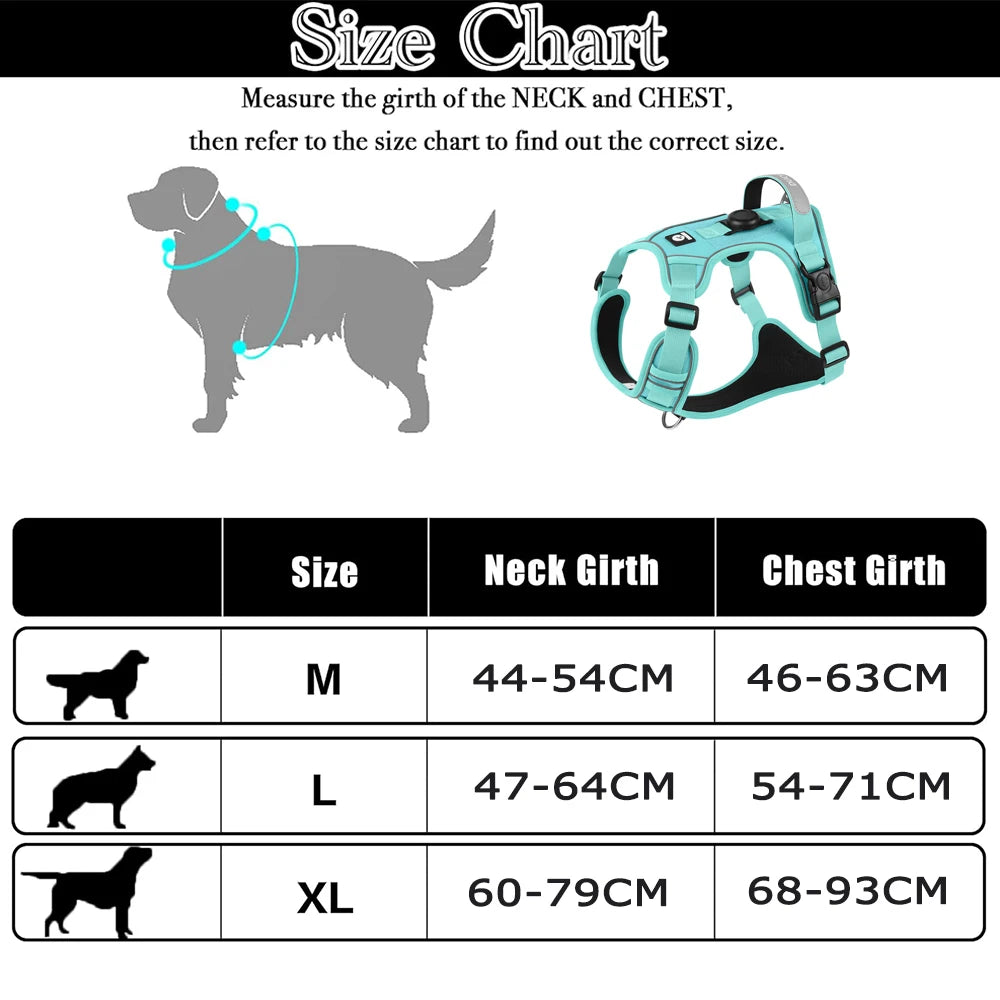 Dog Harness with Airtag Holder Tactical Dog Vest Harnesses with Handle Heavy Duty Reflective Harness No Pull Dog Harness