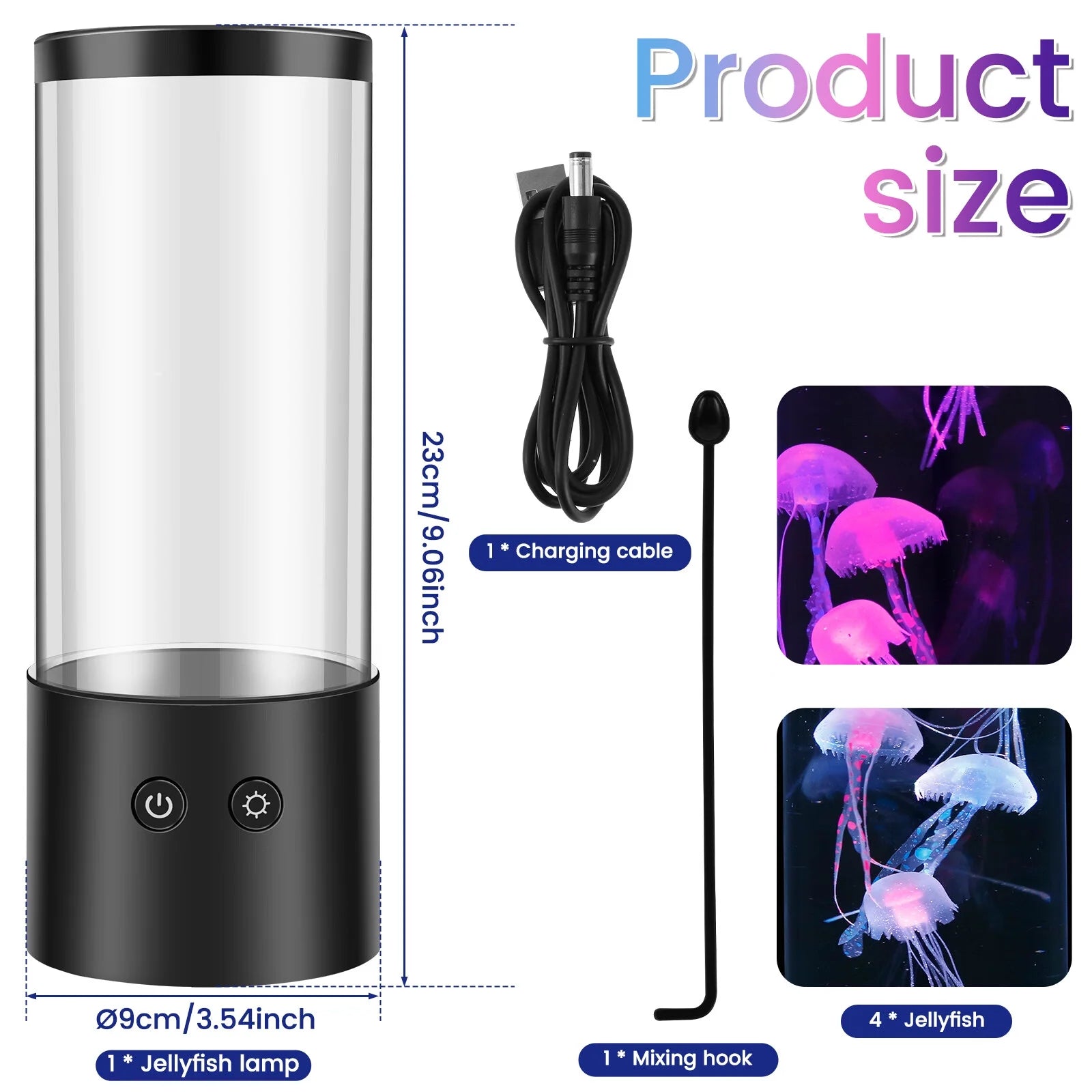 LED Jellyfish Lamp with 7 Colors Changing Usb/Battery Operated Jellyfish Night Light Fantasy Jellyfish Aquarium Lamp for Home Office Bedroom Living Room