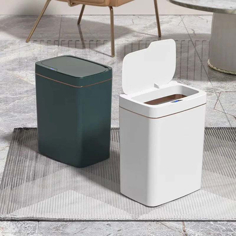 Smart Non-Contact Narrow Induction Trash Can Smart Home 15L Automatic Bagging Electronic Trash Can Smart Bathroomtrash Can White