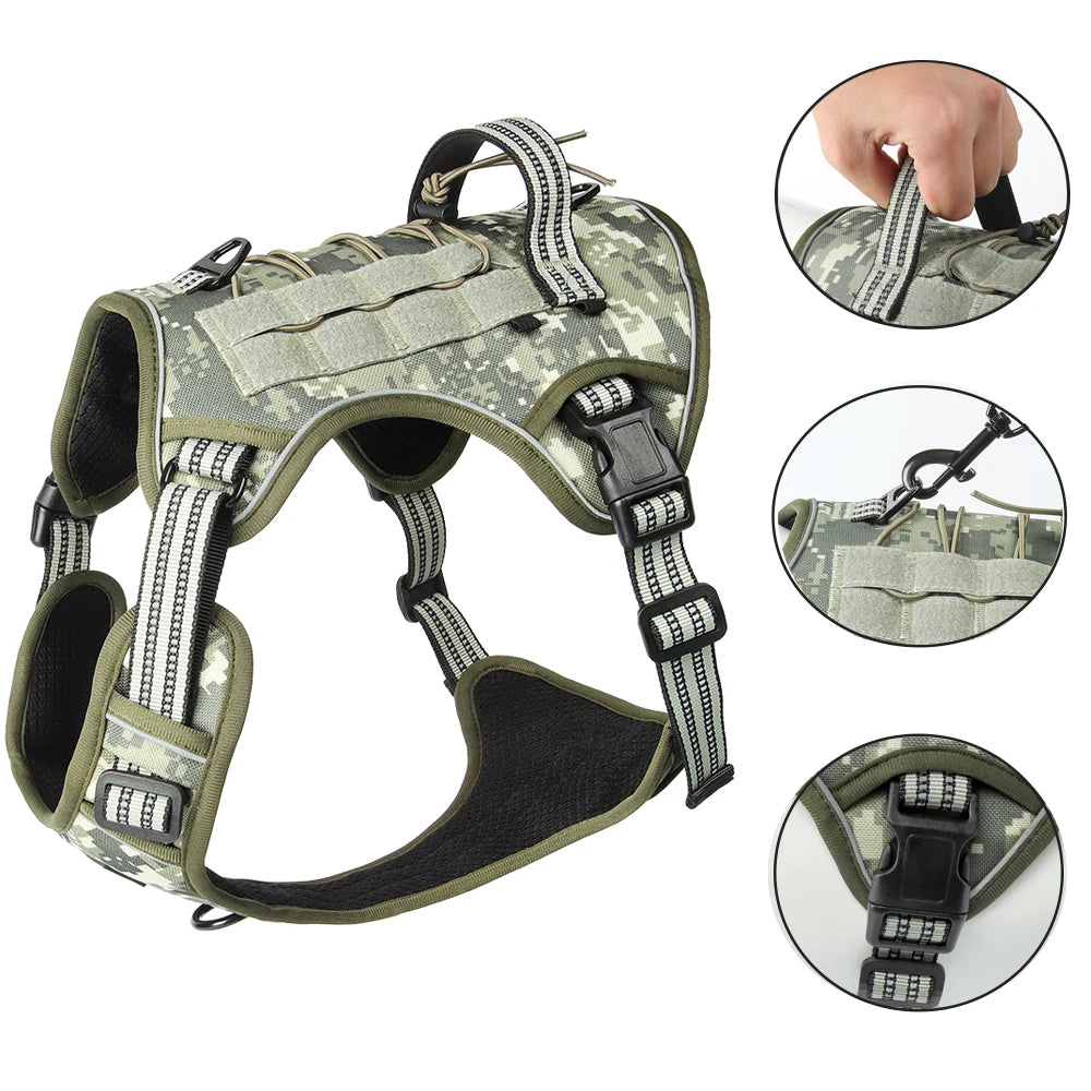 Heavy Duty Tactical Dog Harness Padded Quick Release Vest Pet Training Dog Harness for Set Small Medium Large Dogs Pet Harness