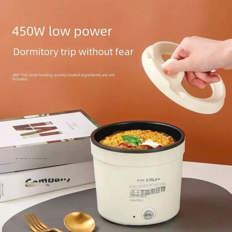 450W Mini Electric Cooking Pot Multifunctional Rice Cooker Hot Pot Instant Noodles Porridge Omelette Quick Food Pot Frying Pan