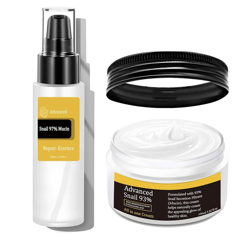 Snail Essence Duo - Snail Mucin Essence & Snail Mucin Cream, Hydrate and Improve Dark Spots & Antia Ging Benefits, Korean Skincare