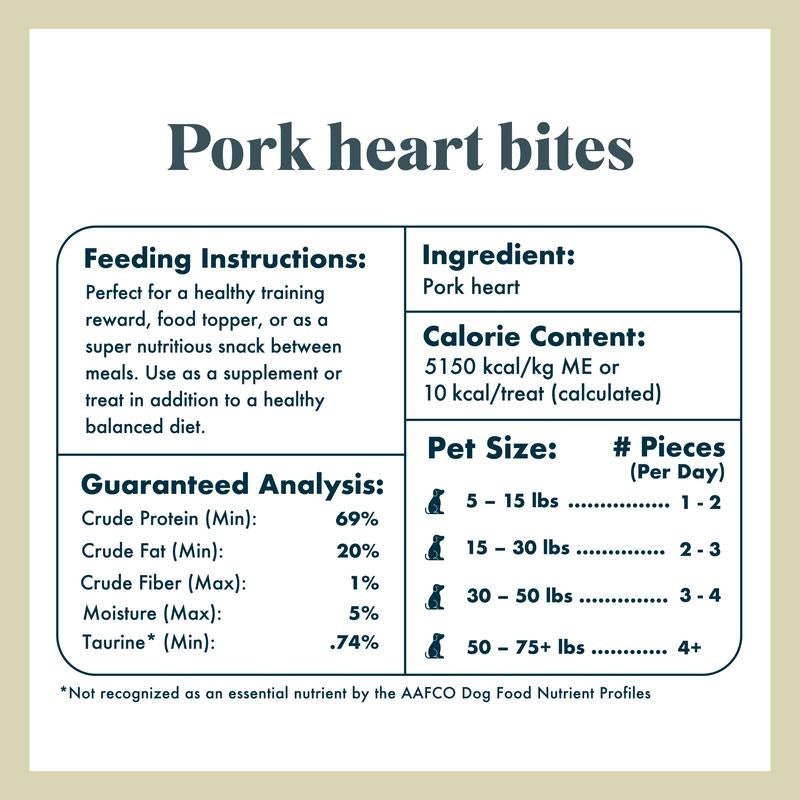 King Lou Pork Heart Bites Treats, Soft Single-Ingredient Treat for Dogs & Cats - Natural Taurine, Supports Heart Health Pet Supplies Chews