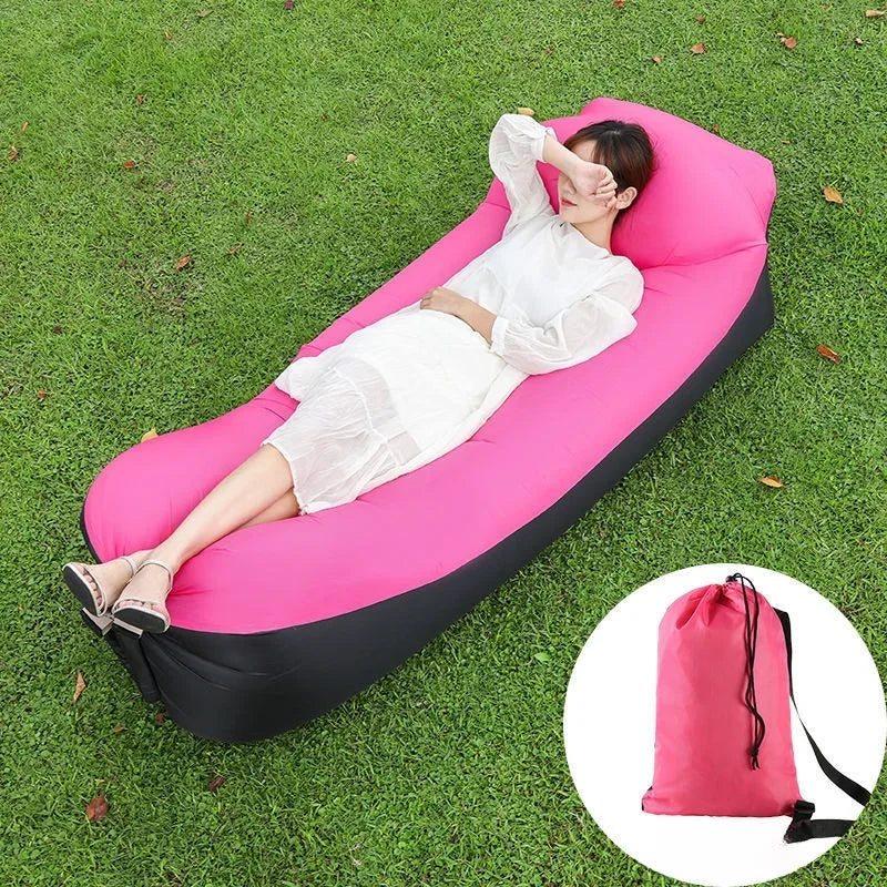2024Trend Outdoor Products Fast Infaltable Air Sofa Bed Good Quality Sleeping Bag Inflatable Air Bag Lazy Bagbeach Sofa 240*70Cm