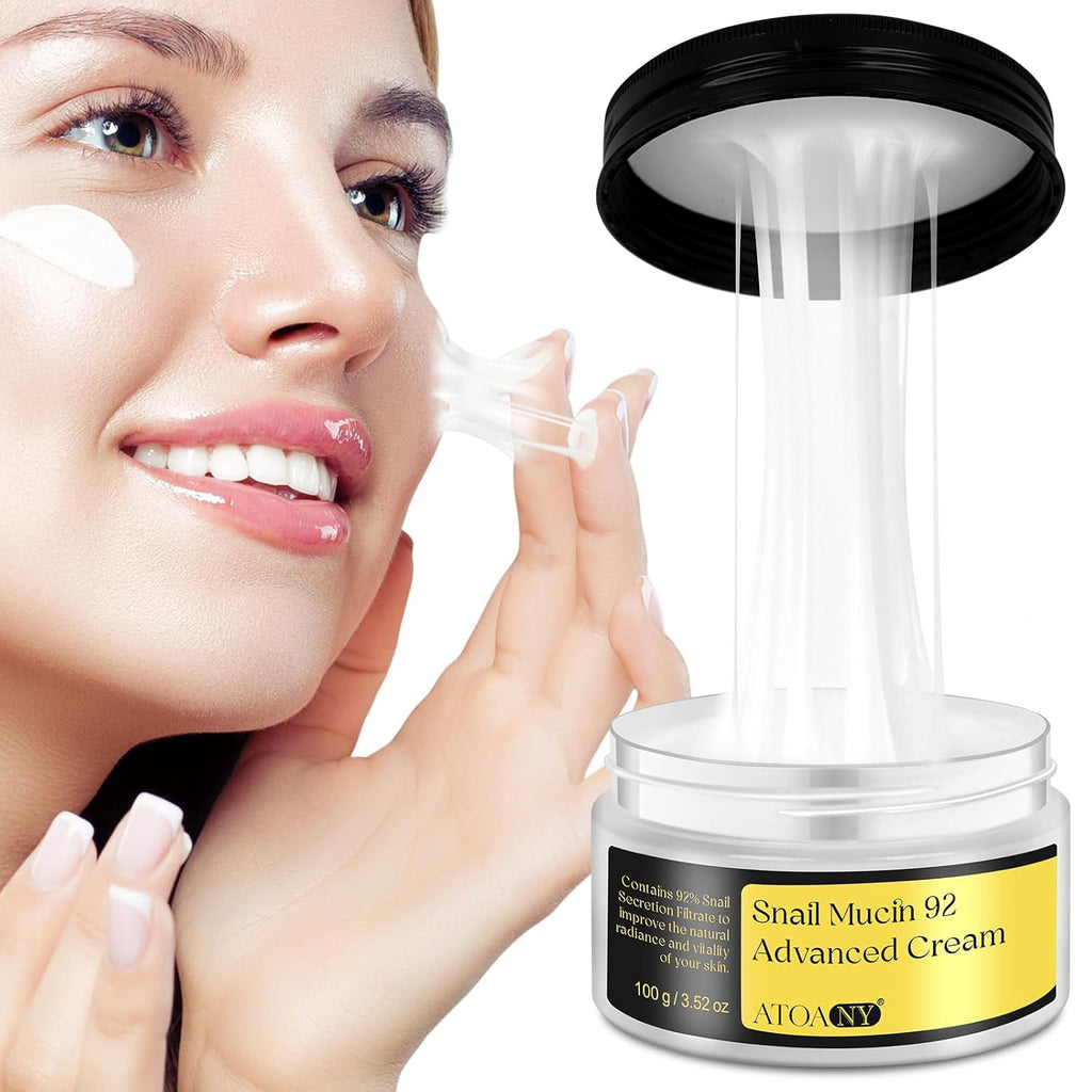 Snail Mucin 92% Repair Serum, Hydrating Snail Mucin Cream with Collagen, Daily Face Gel Moisturize for Dry,Pimples, Barrier,And Sensitive Skin,Tested Animals Free-100 G/3.52 Oz